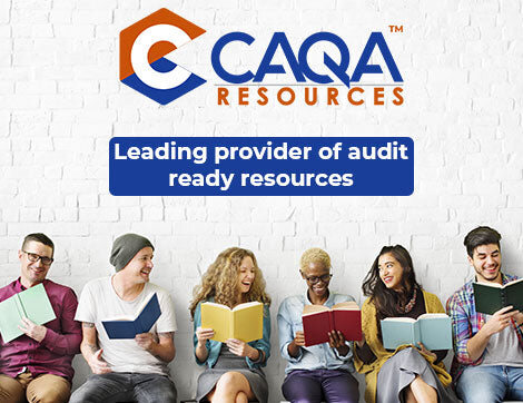 A diverse group reads CAQA Resources training materials for vet compliance.