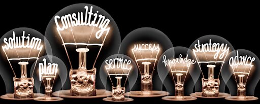 Consulting Services | Career Calling International Lightbulbs illustrate consulting services, solutions and strategy for business success.
