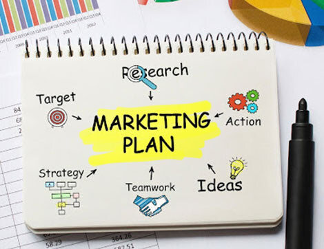 A marketing plan sketched out in a notebook